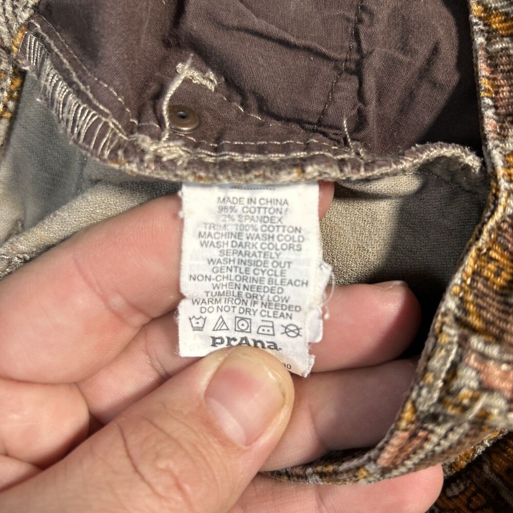 prAna Trinity Cord Pants Size 8 Brown Paisley Micro Corduroy Classic 5 Pocket - Picture 5 of 7